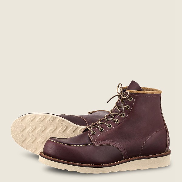 Mens Red Wing Classic Moc - 6-inch Mesa Leather - Heritage Boots Burgundy - RHQ863419